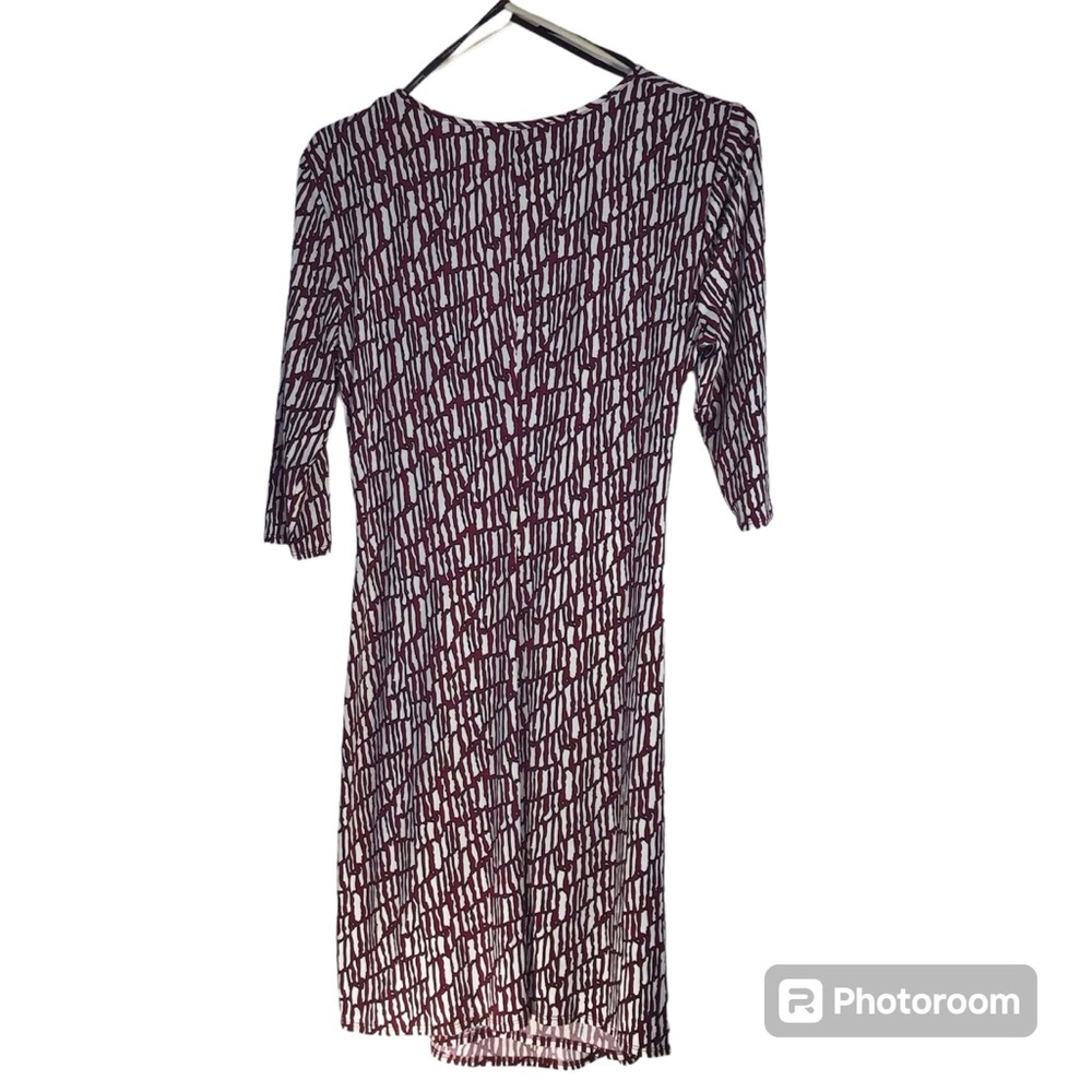 Laundry By Design Red Black White Geometric Print Faux Wrap Dress 3/4 sleeve 12P - Picture 3 of 8